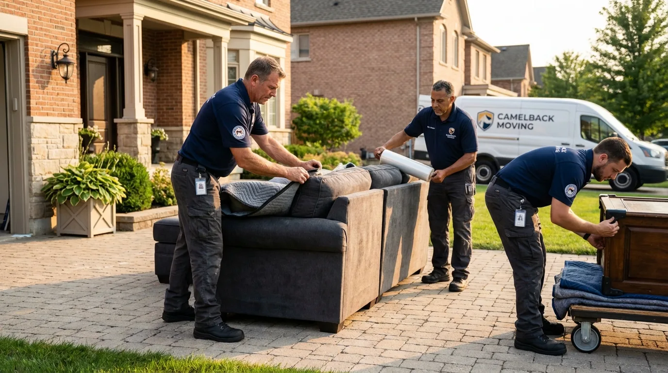Large estate moving crew wrapping furniture in Orange Beach, AL