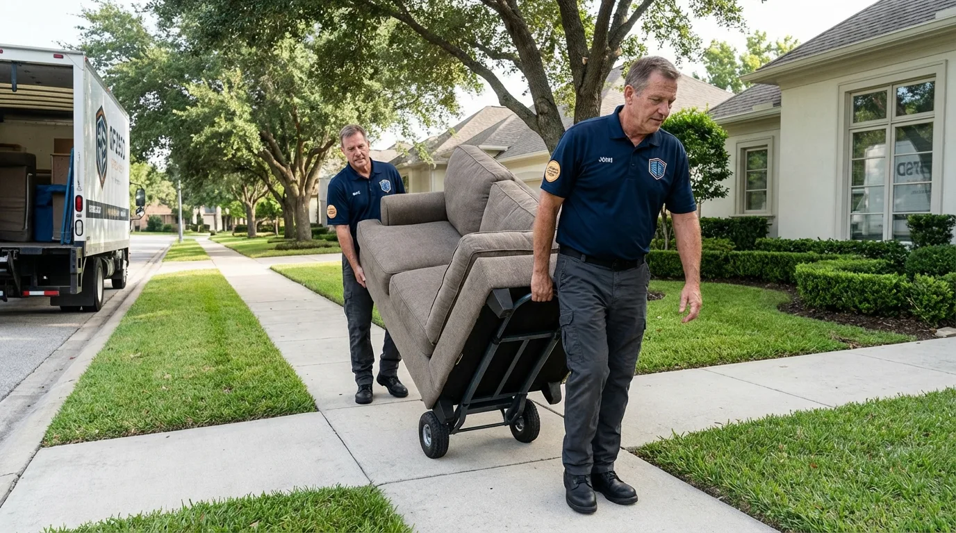 Local residential moving crew loading furniture in Orange Beach, AL